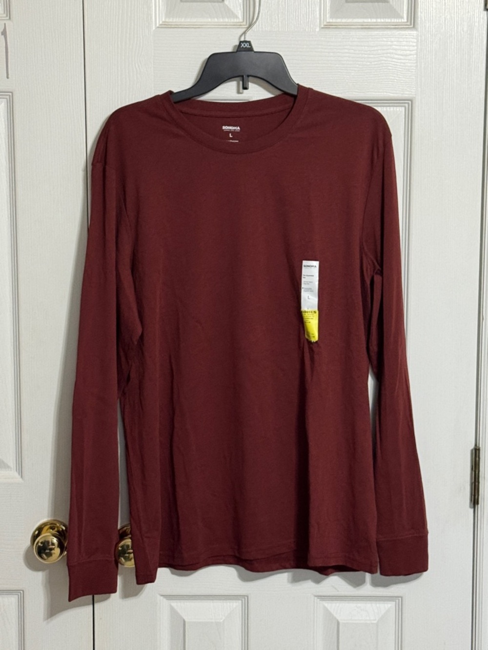 Sonoma Men's Long Sleeve Crewneck Shirt - Burgundy